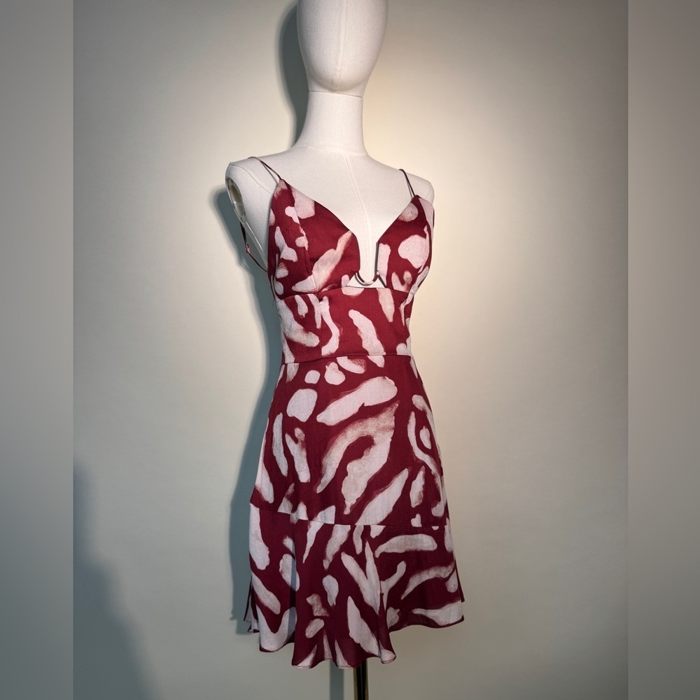Finders Keepers Red and White Patterned Mini Dress